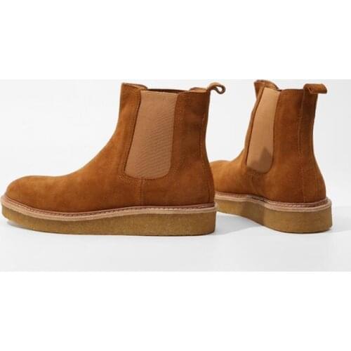 Mens winter short ankle boots genuine cow leather snow boots British Chelsea boots leather Martin boots