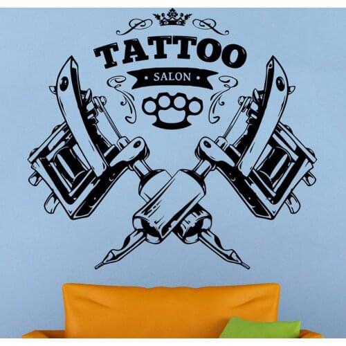 Tattoo Salon Wall Sticker Removable Vinyl Tattoo Shop Logo Wall Stickers for Tattoo Salon Window Decor Design Art Decals G668