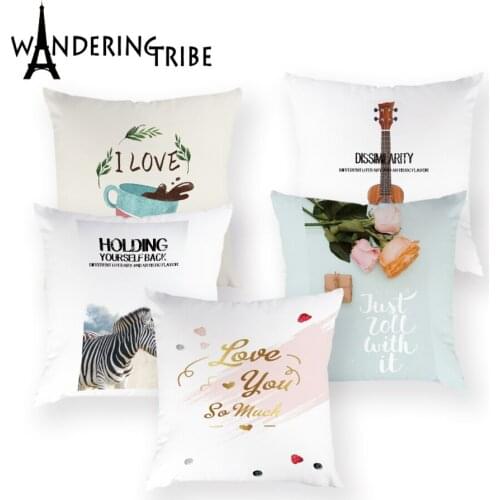 Nordic Simple Style Throw Pillow Case Car Piano Decorations for Home Colorful Floral Pillowcase Letter Polyester Cushion Covers
