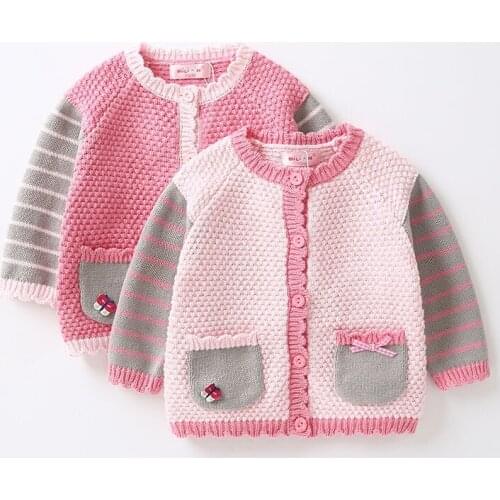 New 2020 knit spring autumn girls sweater baby cardigan coat kids girls clothes striped sweater Cotton cute toddler sweaters