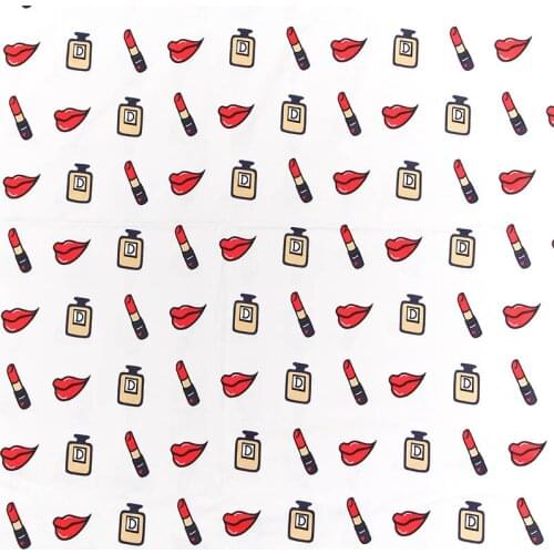 Perfume lip vintage fabric Retro style fabric Calico Printed cotton fabric for DIY Bag 1 order=50cm*140cm