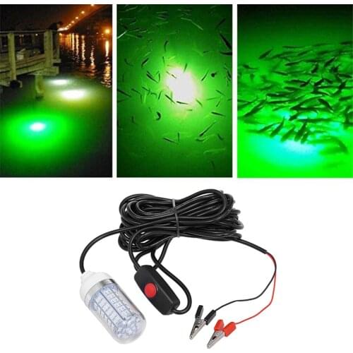 15W 180 LEDs 2835 Lumens LED Submersible Fishing Light Underwater Fish Finder Lamp with 5m Power Cord and Battery Clip