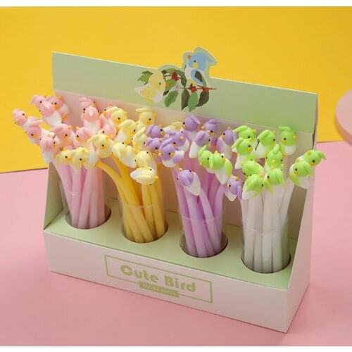 4 Pack Creative Parrot Gel Pen Refillable Liquid Gel Pen 0.5mm Refills Party Giveaways Supplies Class Reward for School