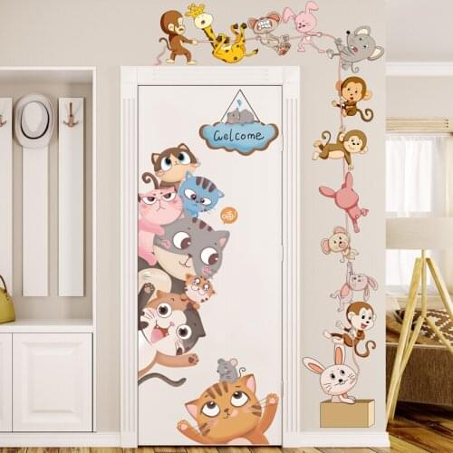 [shijuekongjian] Cartoon Animals Wall Stickers DIY Kids Rooms Wall Decals for Baby Bedroom Children Nursery House Decoration