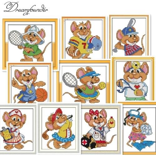 The sport mouse cross stitch kit aida 14ct 11ct count printed canvas stitches embroidery DIY handmade needlework