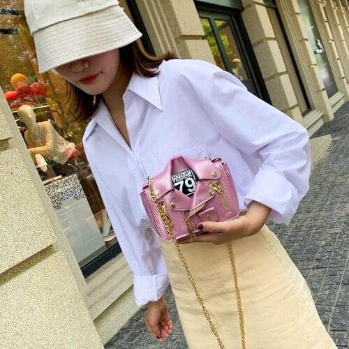 High Quality Leather Crossbody Bag Brand Pures Motorcycle Square Bag for Women Chain Shoulder Bag Designer Jacket Clothes Bag