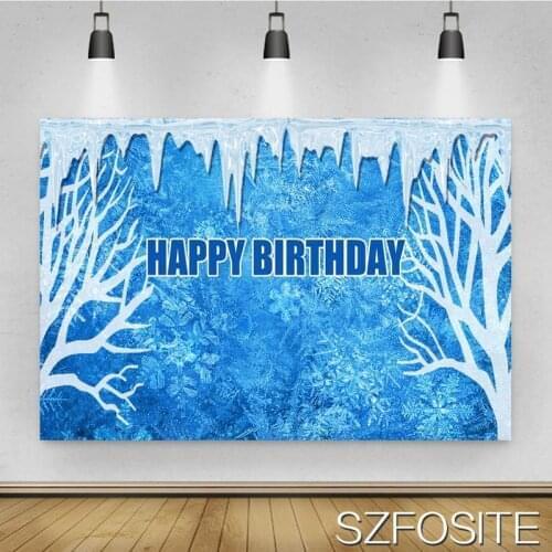 Cartoon Snow Forest Blue Background Girl Birthday Party Decorative Photography Studio Photo Childrens Room Wall Cloth Backdrop