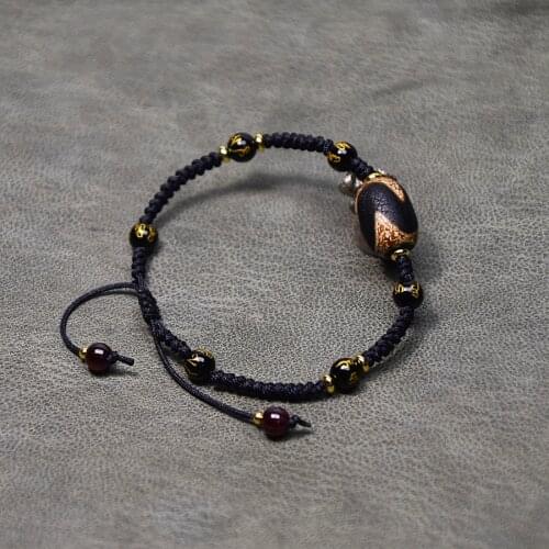 Tibet Tiger Toorh Old agate beads DZI Hand-knitted Jewelry Bracelet Womens adjustable Bracelet Free Shipping