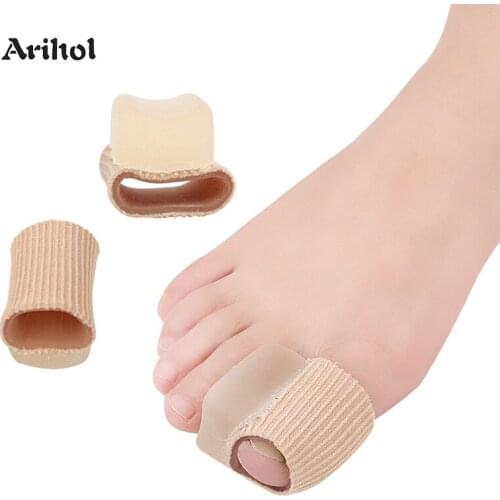 Bunion Fabric Gel Toe Sleeve Tube Hallux Valgus Gel Toe Spacers Cushion with Toe Straightener Sleeve Overlap Toes Corrector