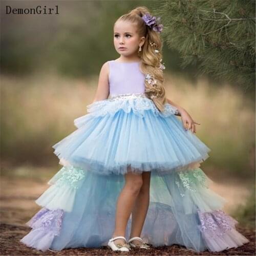 Gorgeous Layers Puffy Tulle Girls Birthday Dress Lace Birthday Dress for Children Big Day Photography