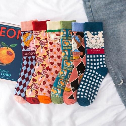 Cartoon socks hip hop kawaii cute streetwear women cotton calcetines de la mujer meias mulher kobieta skarpety meia sock sokken