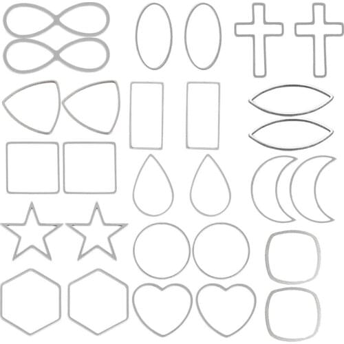 30pcs Open Back Bezel Hollow Frame Pendants Blanks Pressed Flower Resin Frame Geometric Charm Mold Bezel DIY Jewelry Making