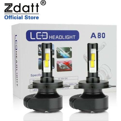 Zdatt H7 Led Canbus H4 H11 9005 9006 HB3 HB4 Led Car Headlight Bulb 80W 8000LM 6000K 12V Fog Lights Automobiles Lamp Turbo Fan