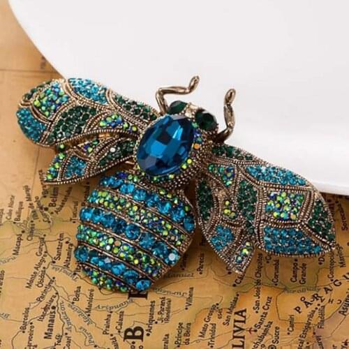 Zlxgirl Big Size Bee Brooches Jewelry vintage Broaches Women Party Anniversary Jewelry Rhinestone Pin Brooch Hijab Accessories