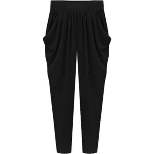 Womens Summer Sports Plus Size Milk Silk Harem Pants Loose Casual Nine Point Thin Section