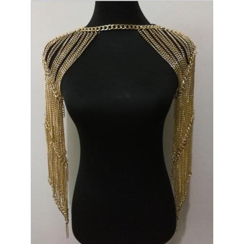 New Fashion Style WRB1013 Women Harness Gold Chains Shoulder Chain Collar Choker Gold Necklace Jewelry Accessories 3 Colors