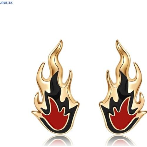 JAVRICK Women Earrings Fashion Creative Punk Fire Flame Simple Circle Decor Charms Alloy Wedding Jewelry