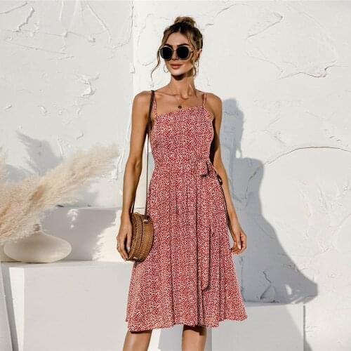 Women Sexy Irregular Sling Floral Print Dress Summer New 2021 Casual Slim Lace Up Sashes Fashion Backless Beach Holiday Vestidos