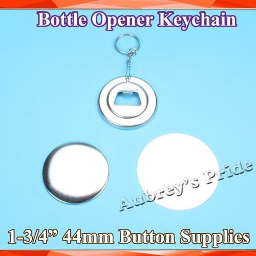 1-3/4Incn 44mm 100 Sets Bottle Opener KeyChain Badge Button Supply Materials for NEW Professional Badge Button Maker