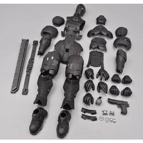 1/6 scale soldier full black heavy armor equipped with a full set of mech DIY model for 12 inch action figure