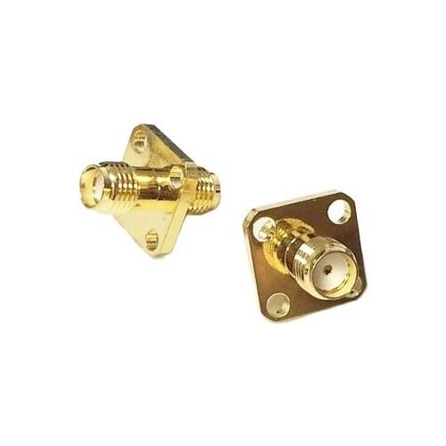 1pc SMA Female Jack to Female RF Coax Adapter Modem Convertor Connector 4-hole Panel mount goldplated NEW wholesale