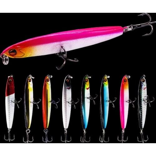 14g,18g 3D Eyes Artificial Sinking Pencil Plastic Fishing Bait Sharp Hooks Freshwater Anti-Corrosion Fishing Lure Hard Lure