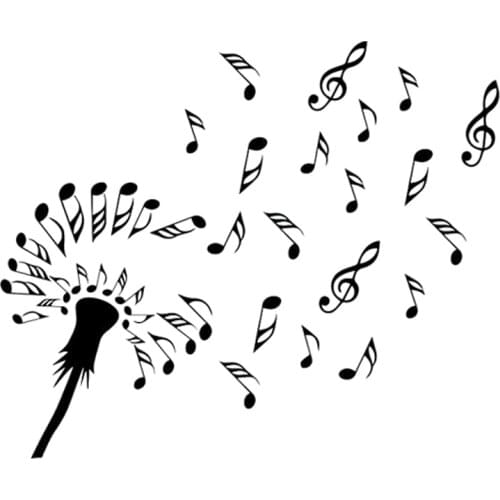 15.7CM*13.2CM Interesting Dandelion Flower Music Symbol Vinyl Decor Car Sticker S9-0865