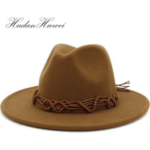 2020 Hot Sell Autumn Winter Women Men New Wide Brim Wollen Fedora Hat Jazz Hat British Style Party Church Party Caps