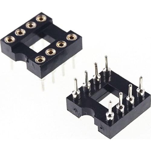 5pcs 0.100" 2.54mm Pitch IC socket Narrow 8 Position 2x4 8 Pin machine Pin Row spacing 7.62mm DIP Through hole solder