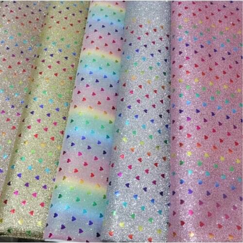 70*40CM/PC Thin Hearts Glitter Leather Fabric Packaging Material Gift Wrap
