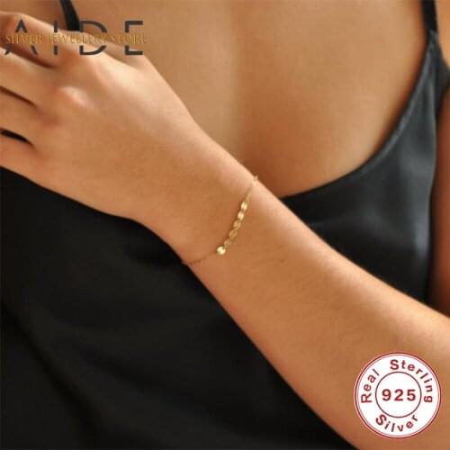 AIDE Fashion Small Disc Chain Bracelet for Women Minimalism INS 925 Sterling Silver Bracelets Fine Jewelry Gift pulseras mujer