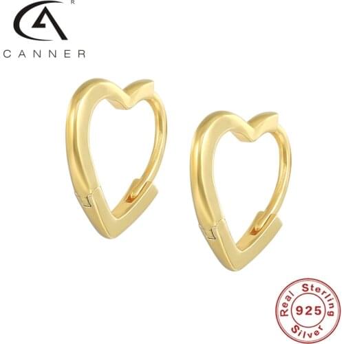 CANNER Real 925 Sterling Silver Love Earrings For Women Pendientes Ear Buckle Puncture Small Hoop Earrings Wedding Fine Jewelry