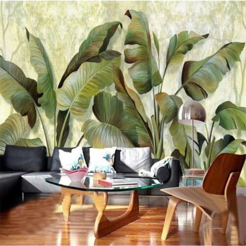 Beibehang Customized beautiful mural dream fresh green banana leaf painting background wall 3d wallpaper papel de parede
