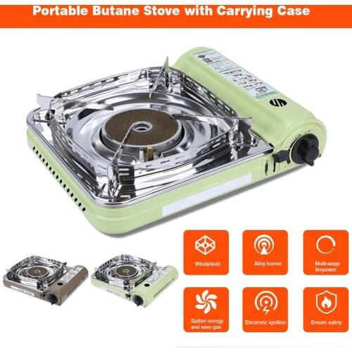 Butane Gas Stove Portable Gas Burner Furnace Picnic Stove Windproof Adjustable Cooker Cookware For Outdoor Camping Picnic BBQ