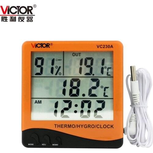 Victor VC230A big screen clock,12/24 hours system,hygrometer,temperature digital meter