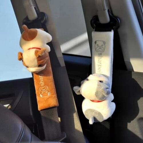 Cartoon Dog Animal Car Seat Belt Pad Cover Plush Shoulder Strap Auto Safety Belt Shoulder Protector Car Interior Accessories