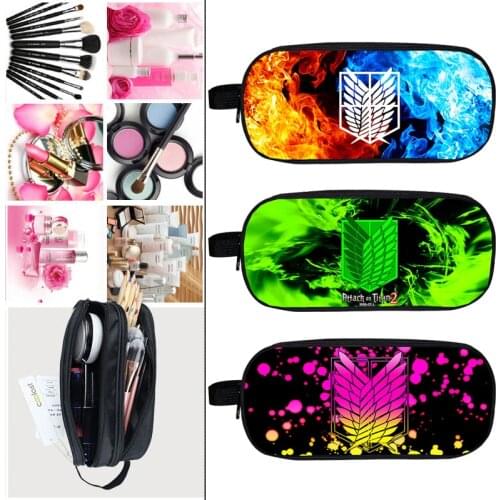 3D Print Attack on Titan Pencil Case Stationery Bag for Student Penbag Man Woman Cosmetic Bag Girls Cartoon Aesthetic Makeup Bag