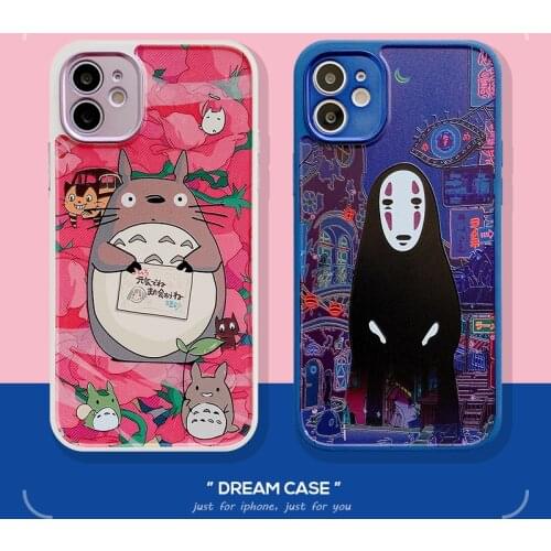 Anime Totoro Phone Case for IPhone 12Mini SE 2020 7 8 Plus XR XS 11Pro Max Lens FinAe Hole Protectio Straight Edge Silicone Case
