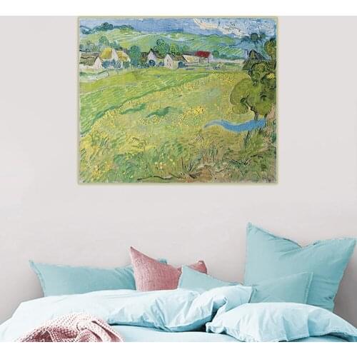 Citon Van Gogh《View of Vessenots near Auvers》Canvas Art Oil Painting Famous Artwork Poster Picture Wall Decor Home Decoration