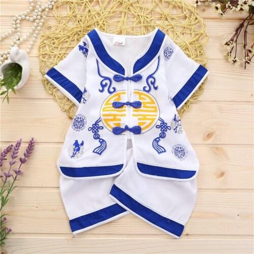 Childrens suit Chinese style boys' summer short sleeve suit