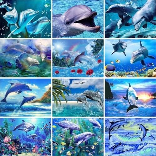 Evershine Diamond Painting Dolphin Full Square Diamond Embroidery Animal Pictures Of Rhinestones Mosaic Sale Home Decoration