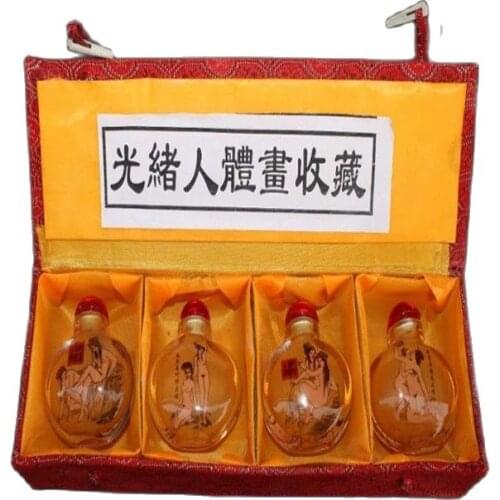 Chinese Unique Painting snuff bottle inside painted four combinations Human body Guangxu