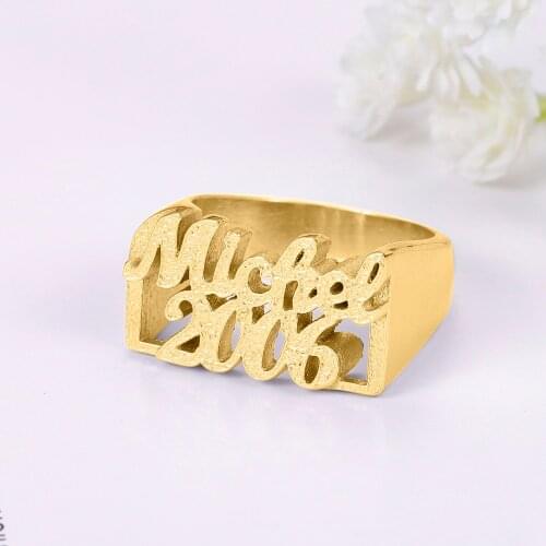 Custom Name Ring High Quality Stainless Steel Hip Hop Mens Signet Rings Date Mens finger-Ring Personalized Jewelry2021 Gift
