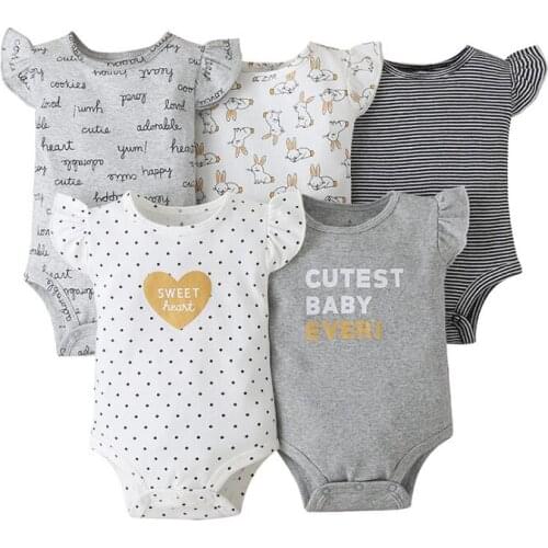 Newborn Baby Girl Boy Romper 5PCS/LOT 3/6-24M 2021 Spring Summer 100% Cotton Baby Overall Mix Clours Infant Girl Jumpsuit