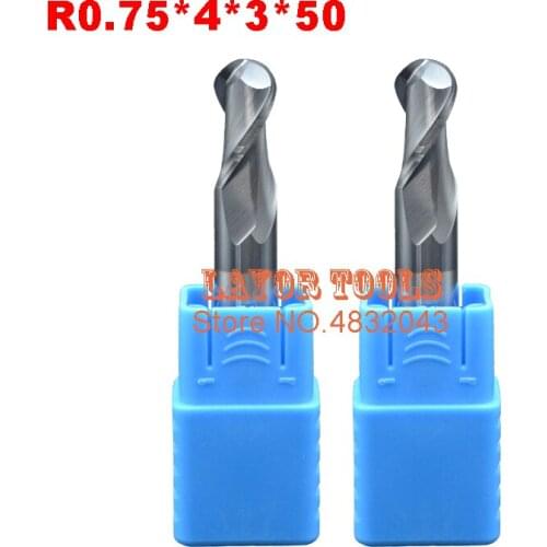 2F-R0.75*4*3*50,Spiral Bit Milling Tools, Carbide Ball Nose End Mill, the lathe tool,boring bar,cnc,machine