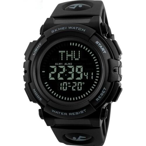 Multifunctional Mens Watch World Time Luminous Compass Week Display Alarm Chronograph Countdown Calendar 24-Hour Indication