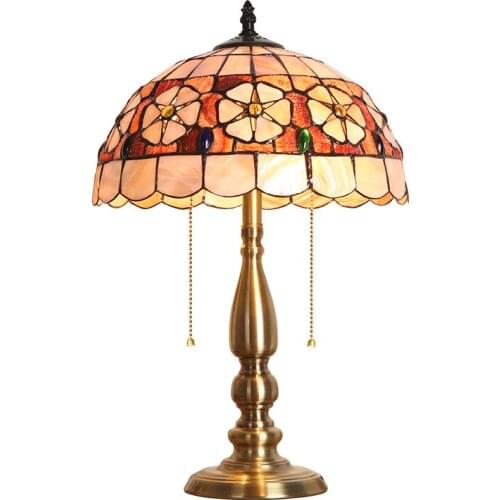 Tiffany Mediterranean style shell bedside lamp bedroom study shell desk lamp birthday celebration table lamp