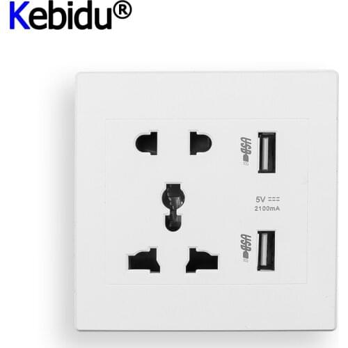 2017 New AC100-250V DC 5V Dual USB Electric Wall Charger Dock Station Socket Power Outlet Panel Plate Universal for All Phone