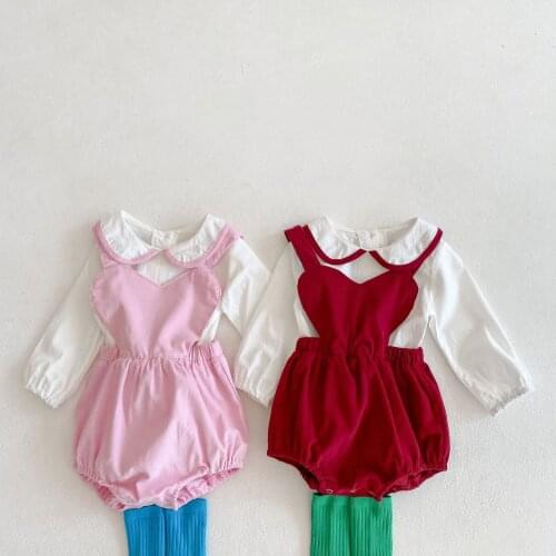 Spring New Sweet Baby Girls Long Sleeve Shirt + Romper