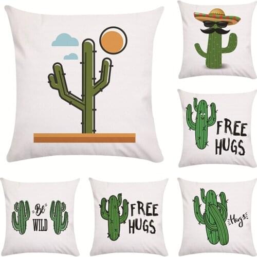 Cactus Cushion Cover Decorative Desert Throw Pillows Cover For Sofa Seat soft Succulent plants Pillow Case 45x45cm Home Decor